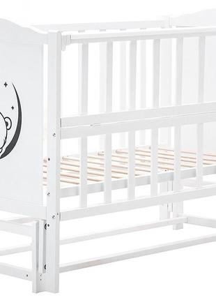 Ліжко babyroom тедді t-02 фігурне білильце, маятник поздовжнє, відкидний бік, білий1 фото