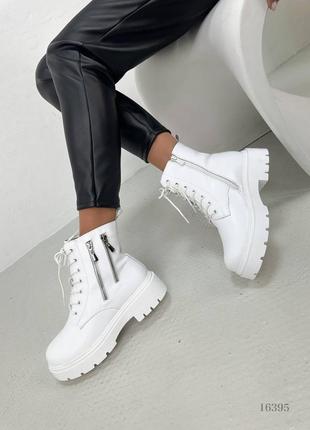Распродажа натуральные кожаные зимние белые ботинки - берцы1 фото