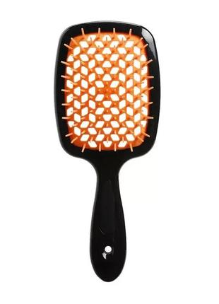 Расческа для волос superbrush plus hollow comb чёрно-оранжевая