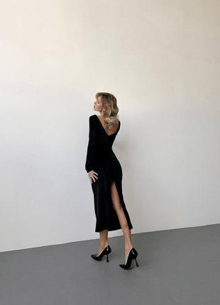 Роскошное велюровое платье. черное платье миди8 фото
