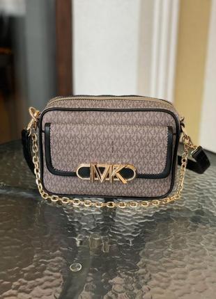 Сумка michael kors parker medium logo crossbody серая7 фото