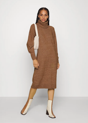 Длинное шерстяное платье свитер оверсайз с высоким горлом vero moda