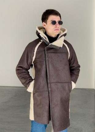 Дубленка куртка мужская коричневая турция / дублянка курточка чоловіча коричнева