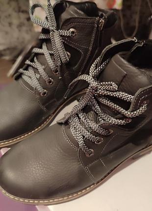 Кожаные ботинки зима