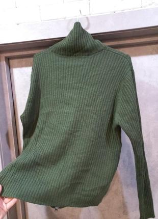Очень теплый, красивый свитер, связанная кофта на молнии под горлышко на молнии7 фото