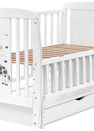 Ліжко babyroom жирафик djmyo-3 маятник, ящик, відкидний бік бук білий