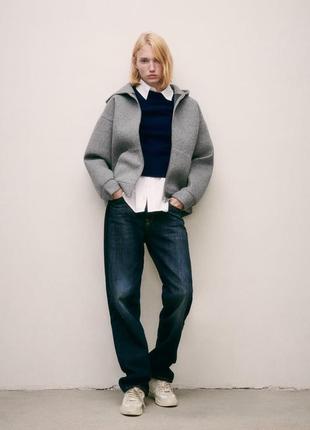Худи zara с неопреоновым эффектом серое