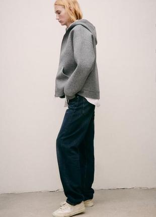 Худи zara с неопреоновым эффектом серое