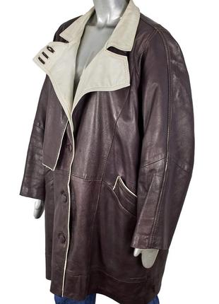 Valentino винтажное женское кожаное пальто, плащ с белым воротником3 фото