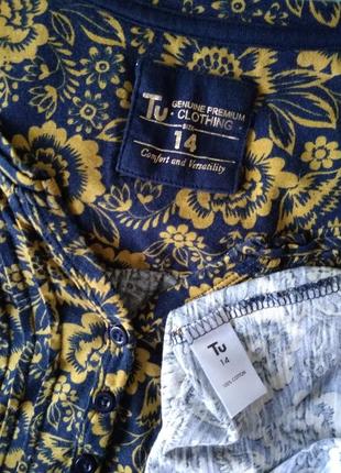 Р 14 / 48-50 оригинальная нарядная блуза блузка футболка кофточка в принт хлопок трикотаж tu5 фото