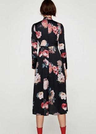 Zara атласное платье с принтом5 фото