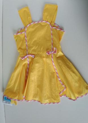 2-3 года 92 см яркое желтое платье сарафан с бантиками хлопок ретро винтаж с биркой1 фото