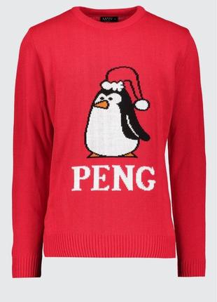 Красный свитер с пингвином, p. m