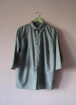 Зеленая хлопковая рубашка с принтом