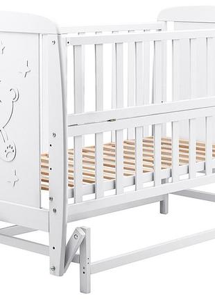 Кровать babyroom умка dumo-02 маятник, откидной бок бук белый3 фото