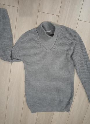 Объемный удлиненный свитер-туника с чокером2 фото