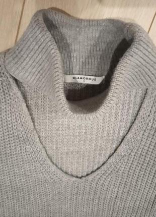 Объемный удлиненный свитер-туника с чокером4 фото