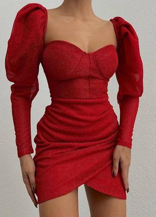 Бомбезное красное платье4 фото