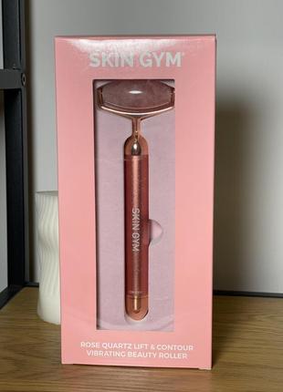 Вібруючий ролер для обличчя skin gym rose quartz vibrating lift & contour beauty roller