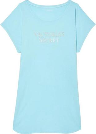 Ночная рубашка victoria's secret lightweight cotton хлопок xs/s голубая3 фото
