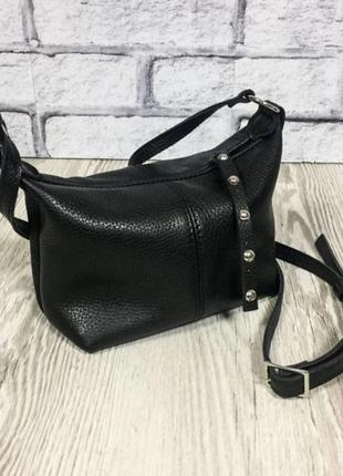 Сумка жіноча натуральна шкіра чорна флотар 1699