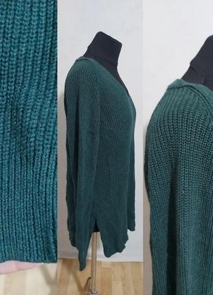 Котоновый вязаный свитер удлиненный оверсайз  goodtheards5 фото