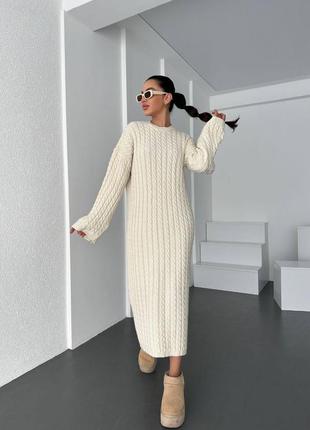 Длинное вязаное платье косы: черное, мокко, молоко, серый, бежевое туречонка4 фото