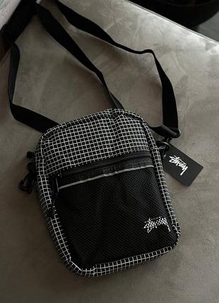Месенджер stussy з рефлекторно вставкою, барсетка стусі сіра, сумка через плече чоловіча/підлітокова купити