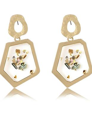 Прозрачные крупные серьги со смолой, новые! арт. 5333-уценка