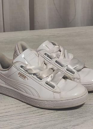 Puma basket білі шкіряні лакована шкіра кросівки для дівчинки кроси кеди розмір 35,5 стелька 22 см