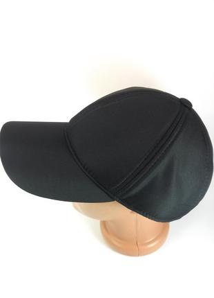 Кепка-бейсболка черная мужская зимняя кепка из плащевки с ушами на флисе кепки осенние4 фото