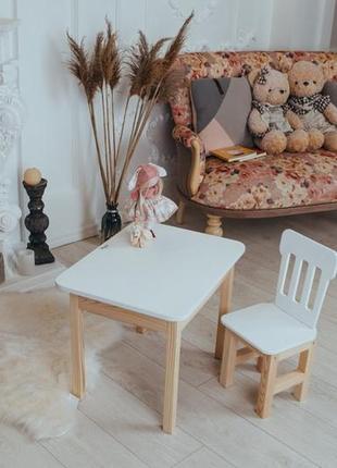 Белый столик и стульчик детский с ящиком. белоснежный детский столик4 фото