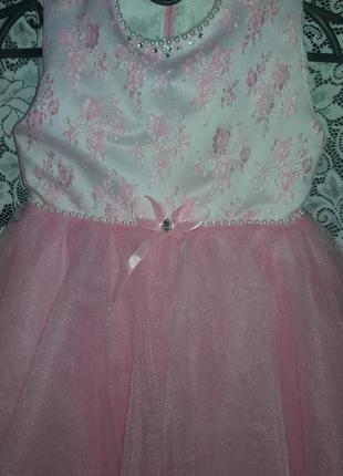 Детское фатиновое платье-сарафан "мия" (розовое) на 3-5 лет2 фото