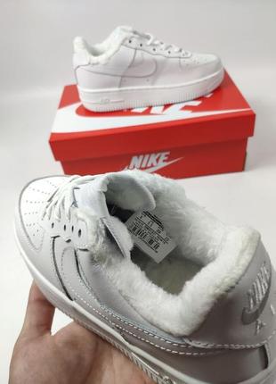 Nike air force low white (белые) с мехом зима6 фото