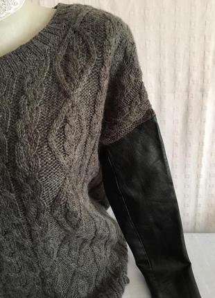 Женский свитер вставки эко кожа / жіночий джемпер вставки еко шкіра2 фото