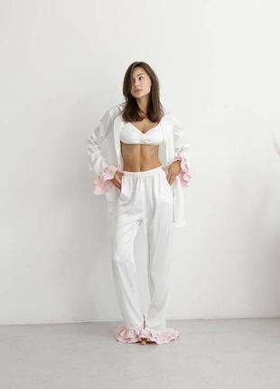 Женский пижамный костюм тройка цвет белый р.l/xl 442584