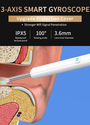 Беспроводной видео отоскоп - эндоскоп  со встроенным аккумулятором.2 фото
