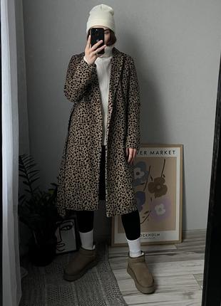 Примарк primark леопардовое женское прямое пальто1 фото