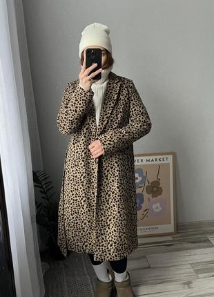 Примарк primark леопардовое женское прямое пальто4 фото