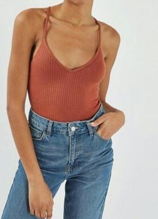 Боди в рубчик с красивой спинкой topshop