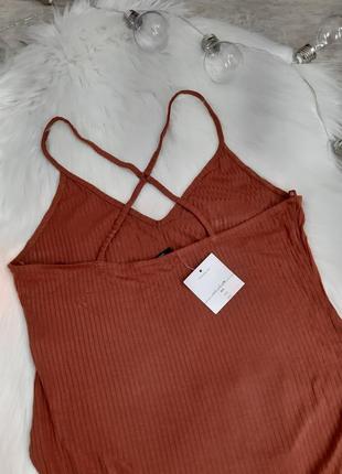 Боди в рубчик с красивой спинкой topshop