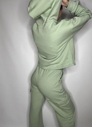 Женский теплый костюм на флисе оливковый s7 фото