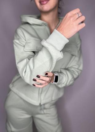 Жіночий теплий костюм на флісі оливковий s5 фото