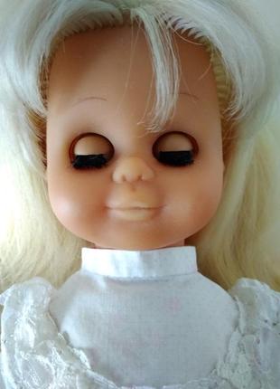 40 см кукла блондинка пластмассовая резиновая времен ссср в платье и туфлях лялька срср6 фото
