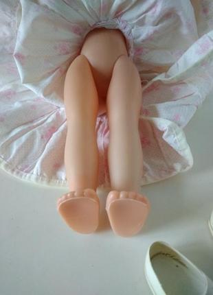 40 см кукла блондинка пластмассовая резиновая времен ссср в платье и туфлях лялька срср7 фото