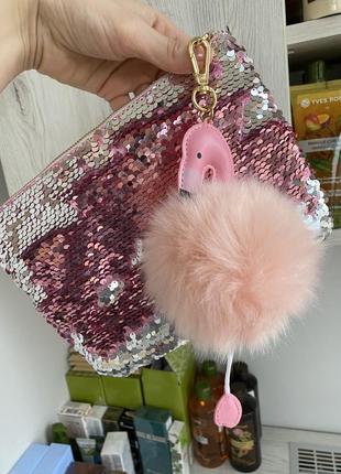 Эксклюзив косметичка в пайетки из фламинго мери кей марry kay