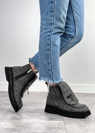 Зимние ботинки valenki, серый, войлок4 фото
