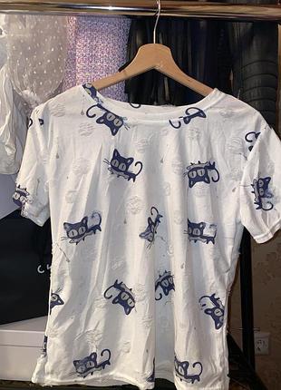 Футболка с котиками/zara/mango