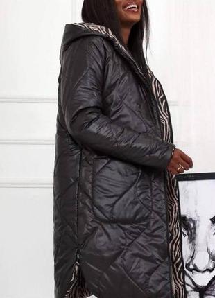 Женская зимняя стеганая куртка двусторонняя из плащевки на молнии размеры 42-525 фото