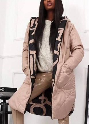 Женская зимняя стеганая куртка двусторонняя из плащевки на молнии размеры 42-527 фото